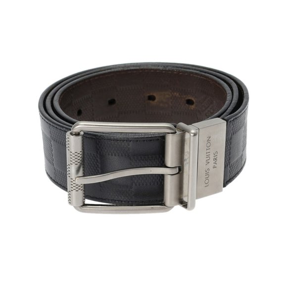 LOUIS VUITTON Louis Vuitton 95cm Black M9150 Men's Leather Belt - Picture 2 of 13